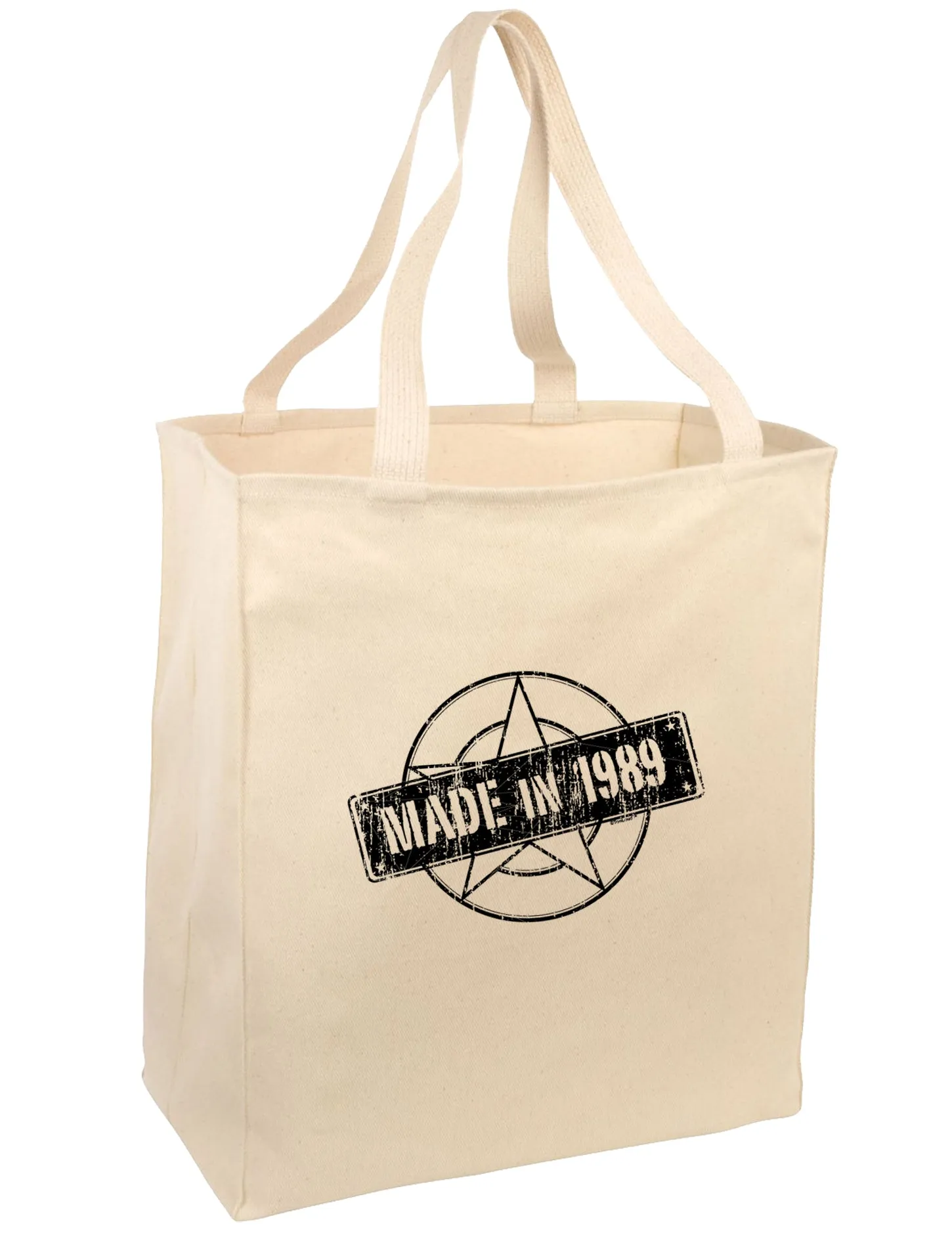 30th Birthday Gift Made in 1989 Large Grocery Tote Bag-Natural by TooLoud