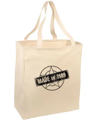 30th Birthday Gift Made in 1989 Large Grocery Tote Bag-Natural by TooLoud