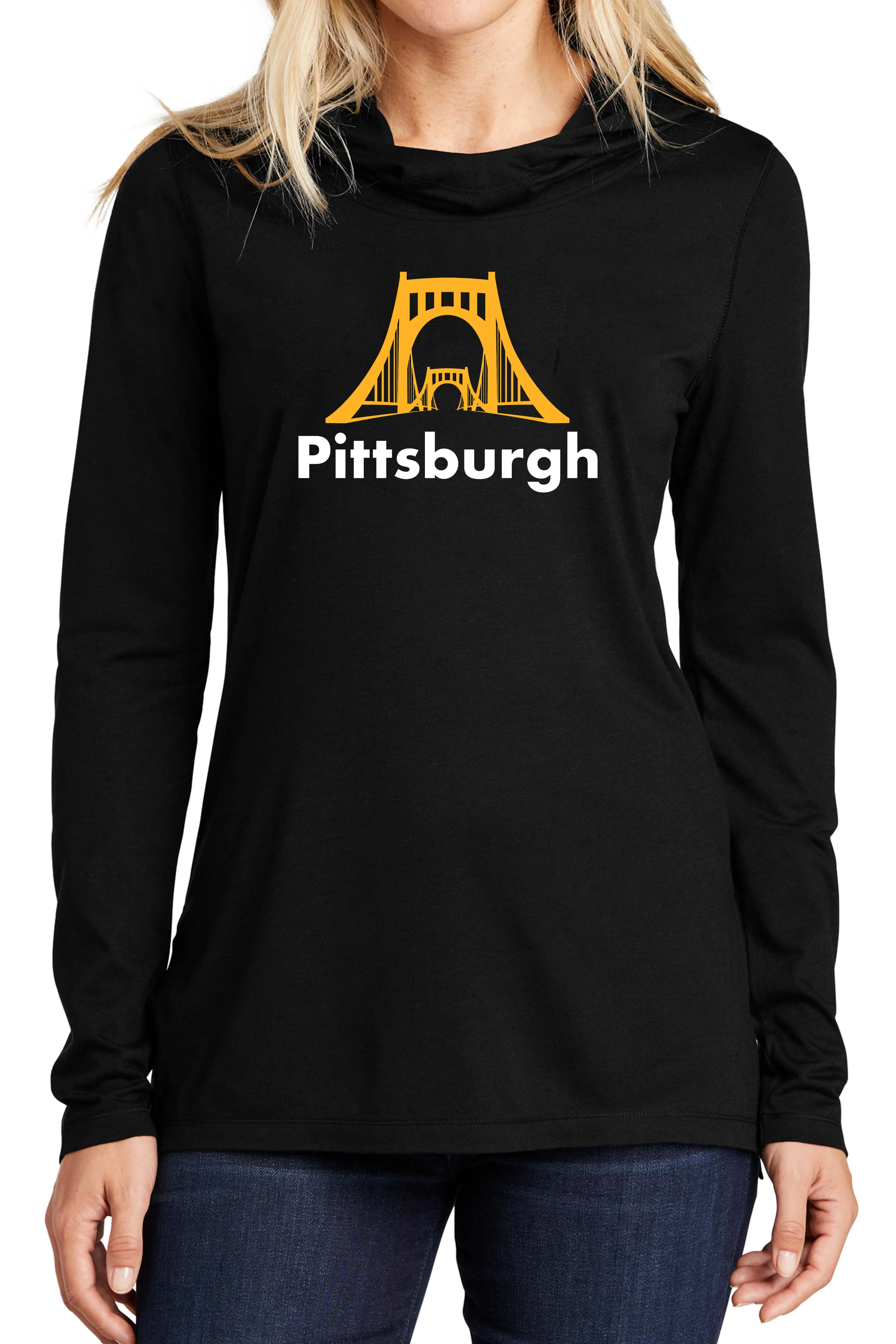 3119 -Pittsburgh Bridges Unisex Lightweight Hoodie -  Heather Black - FINAL SALE