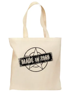 50th Birthday Gift Made in 19__ Grocery Tote Bag - Natural by TooLoud