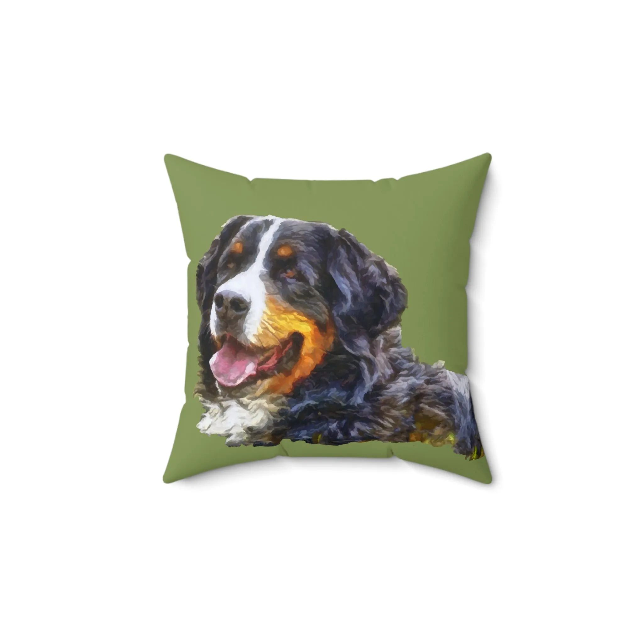Bernese Mountain Dog Spun Polyester Throw  Pillow