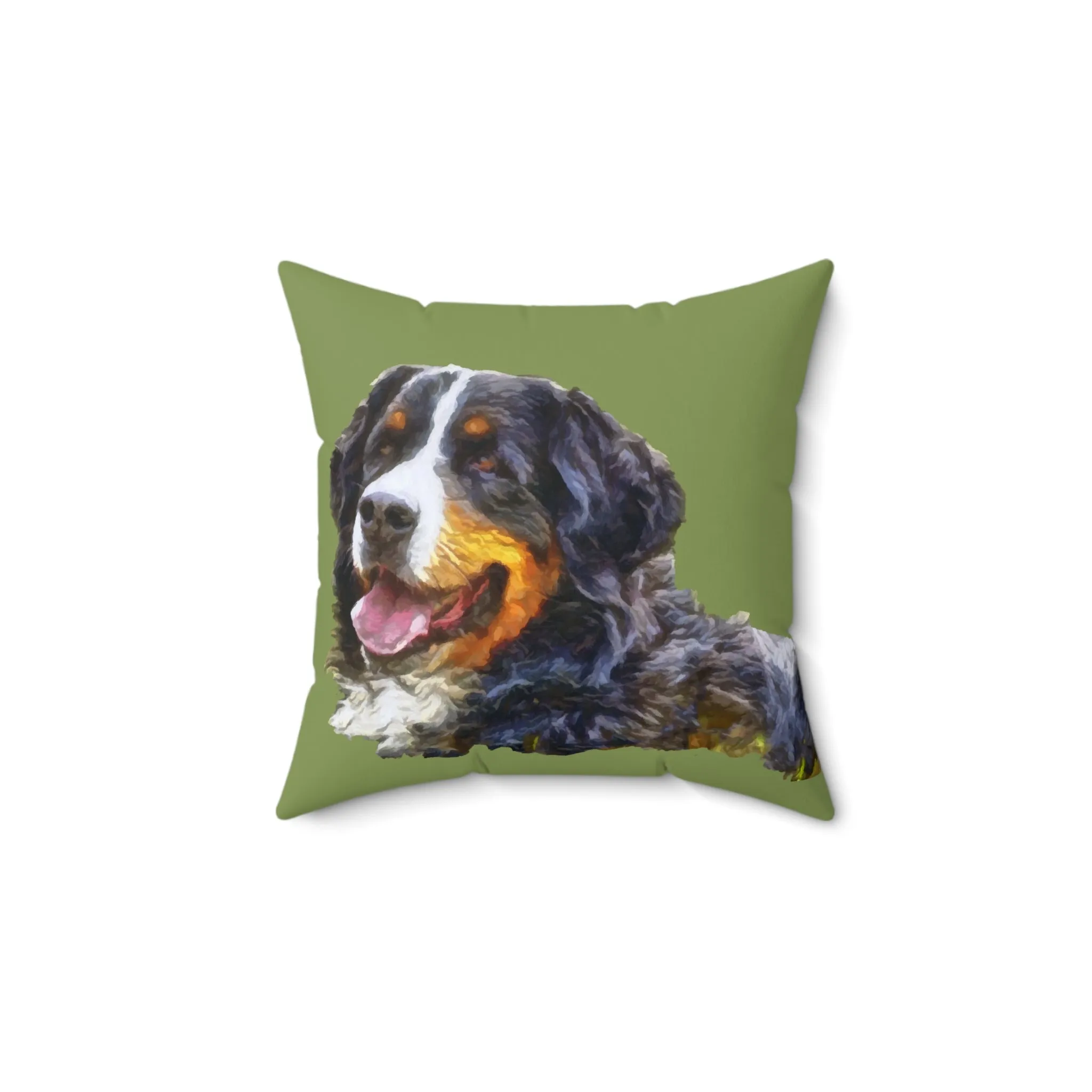 Bernese Mountain Dog Spun Polyester Throw  Pillow