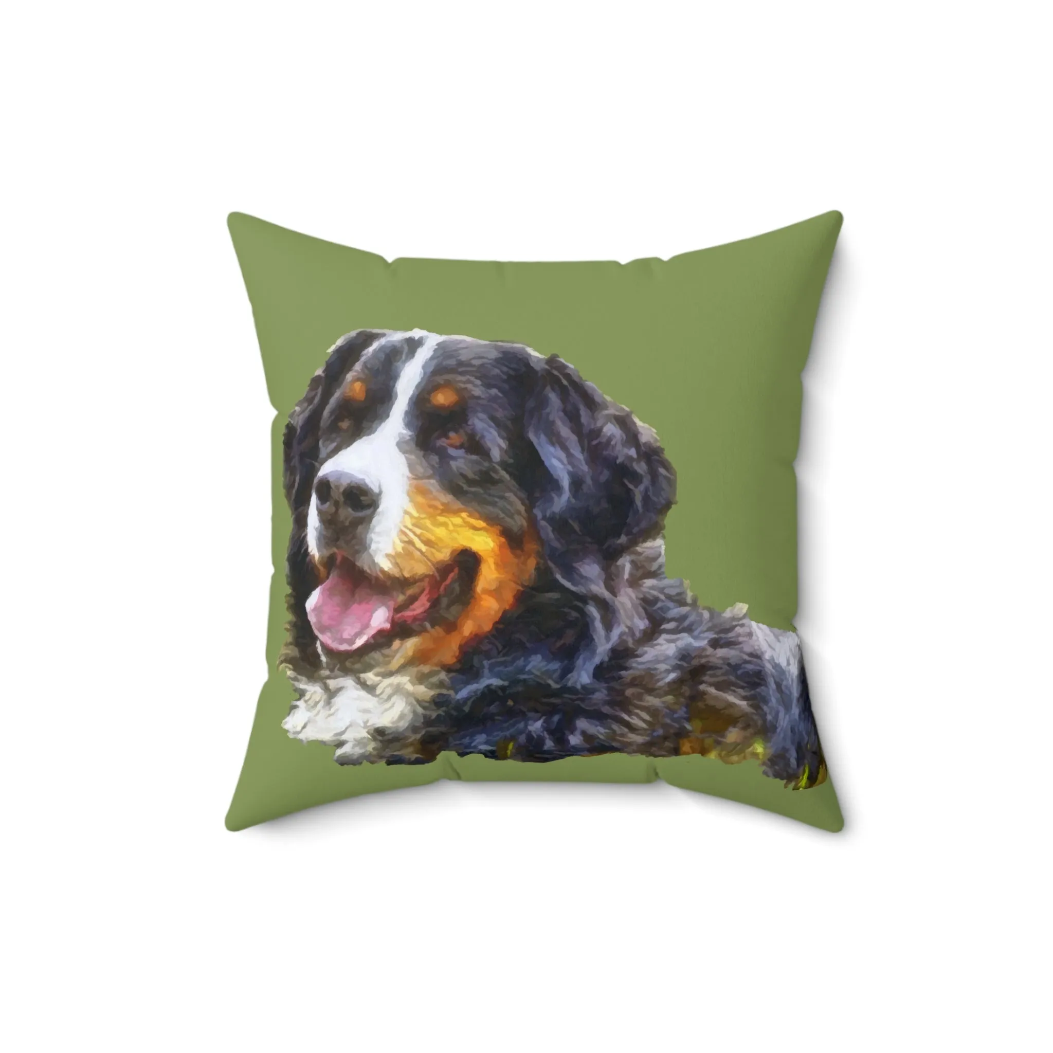 Bernese Mountain Dog Spun Polyester Throw  Pillow