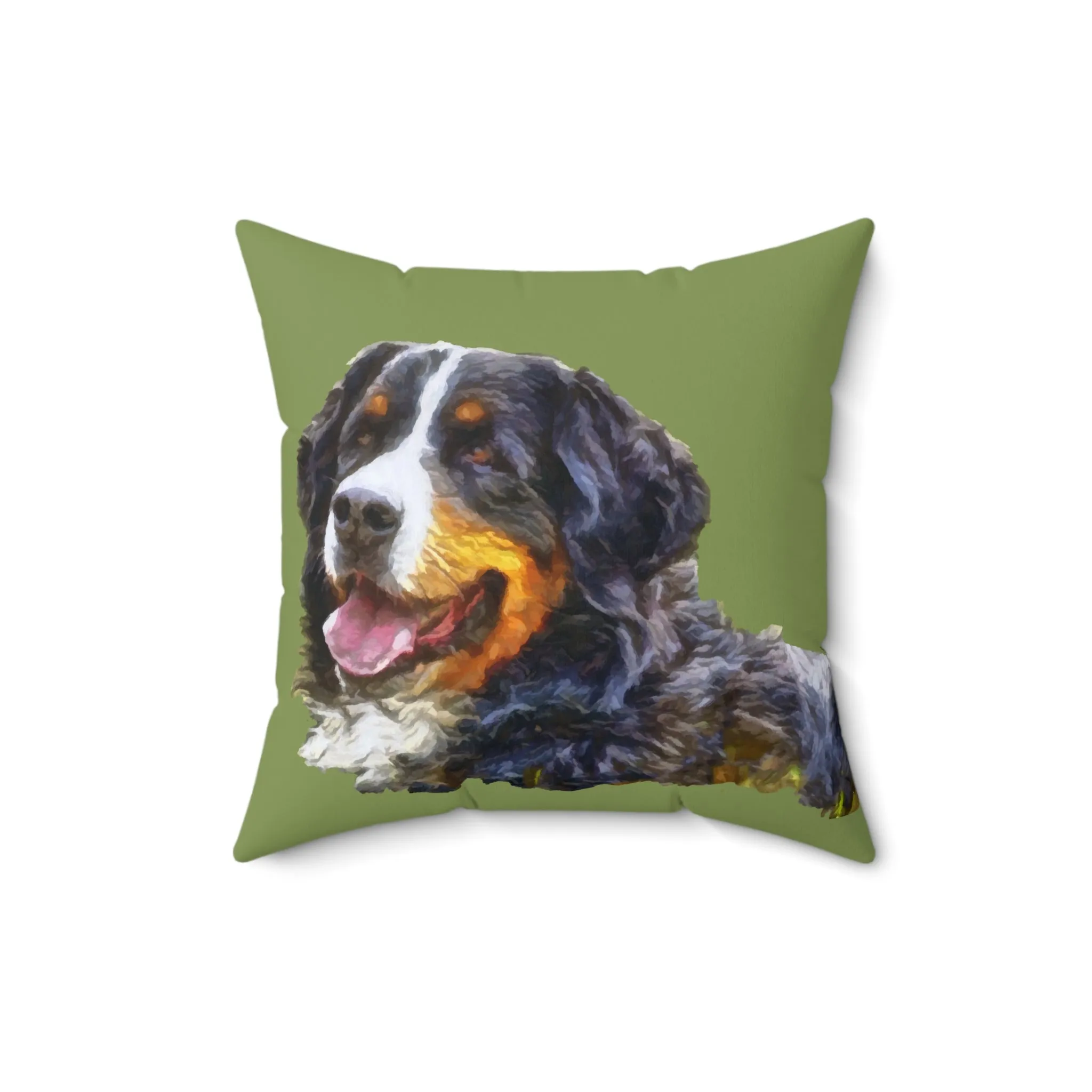 Bernese Mountain Dog Spun Polyester Throw  Pillow