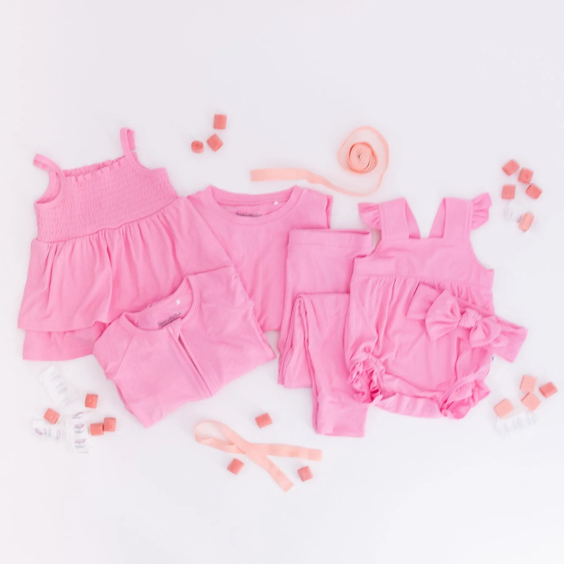 Bubblegum Pink Small Ribbed Zip Romper