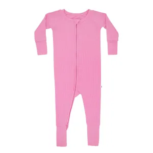 Bubblegum Pink Small Ribbed Zip Romper