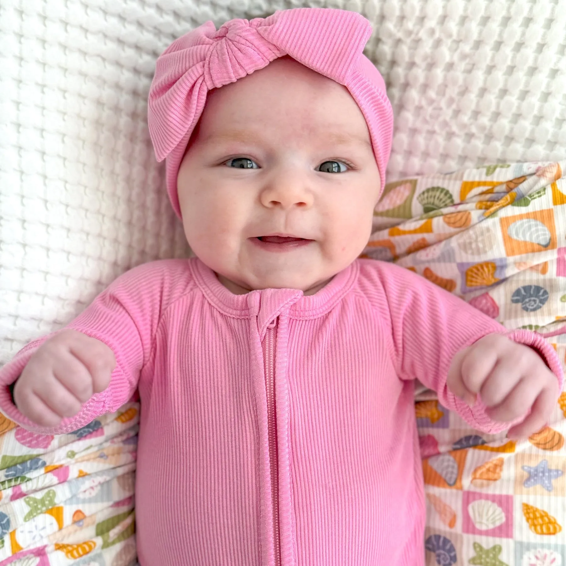 Bubblegum Pink Small Ribbed Zip Romper