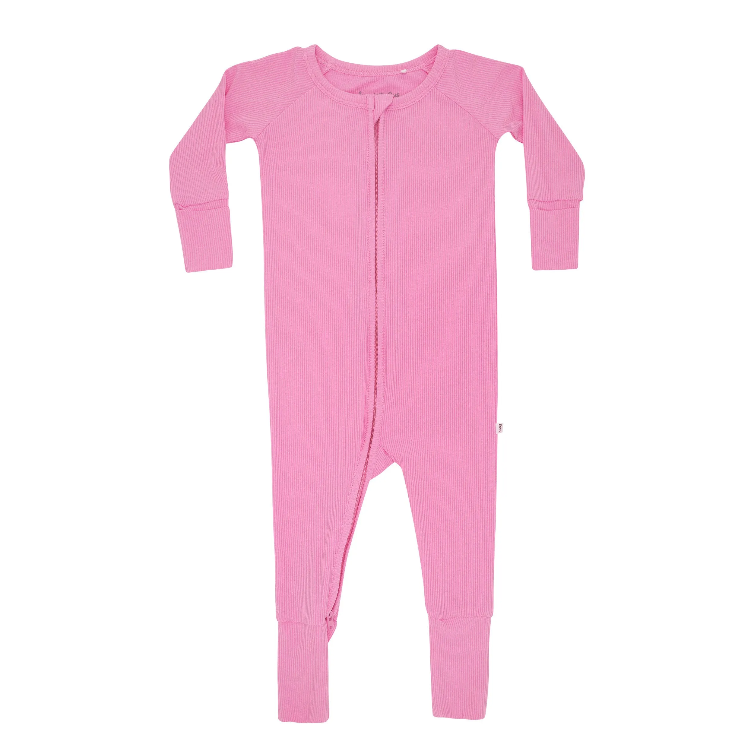 Bubblegum Pink Small Ribbed Zip Romper