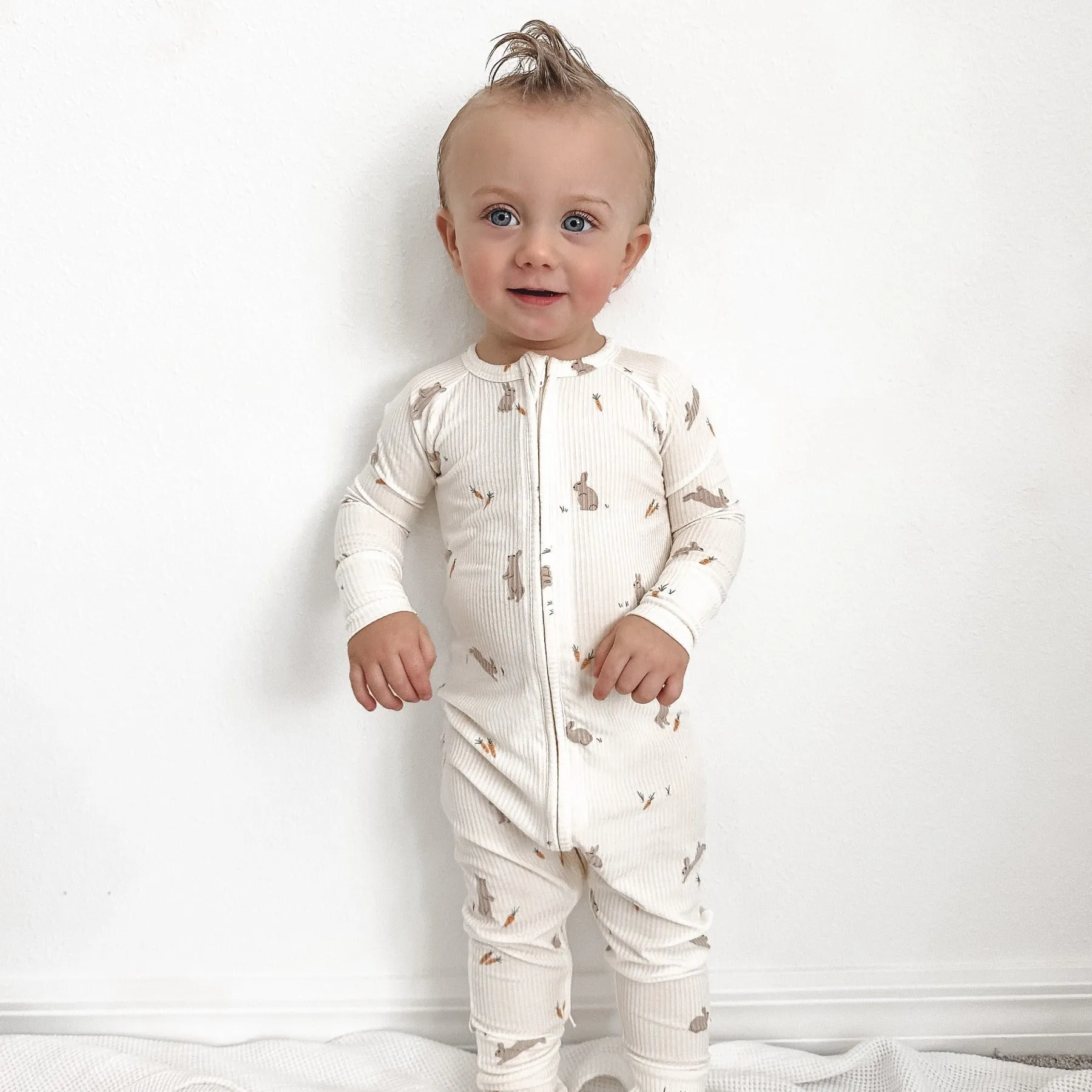 Bunnies Small Ribbed Zip Romper