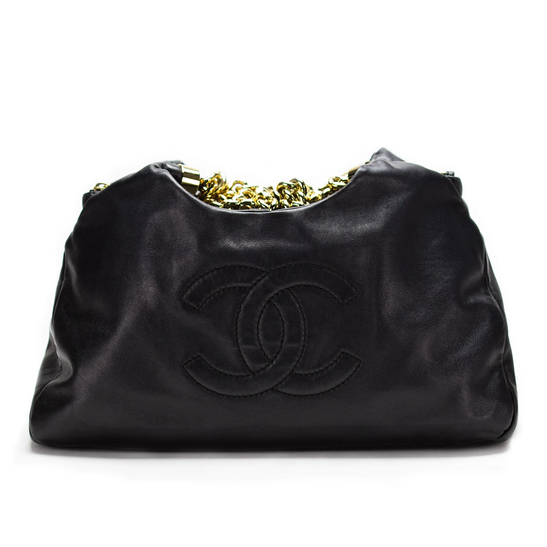 Chanel Thick Chain Calfskin Hobo Tote