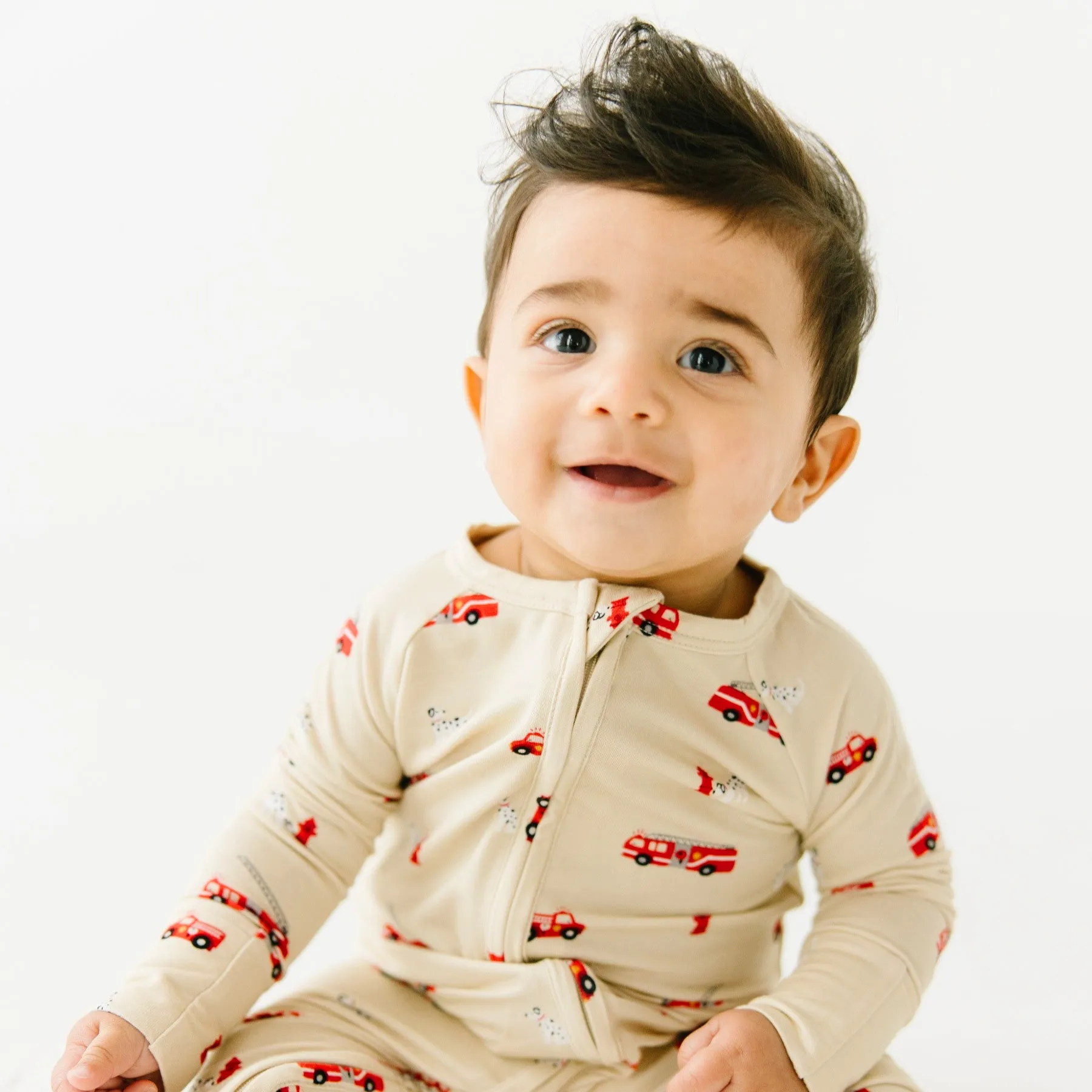 Firetrucks Zip Romper