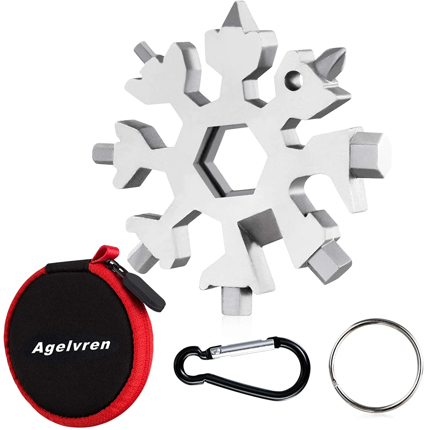 Gifts for Men/Dad 18-In-1 Snowflake Multi Tool Snowflake Tool Stainless Steel Multitool for Men Women Outdoor Travel Camping Adventure Tools (Silver)
