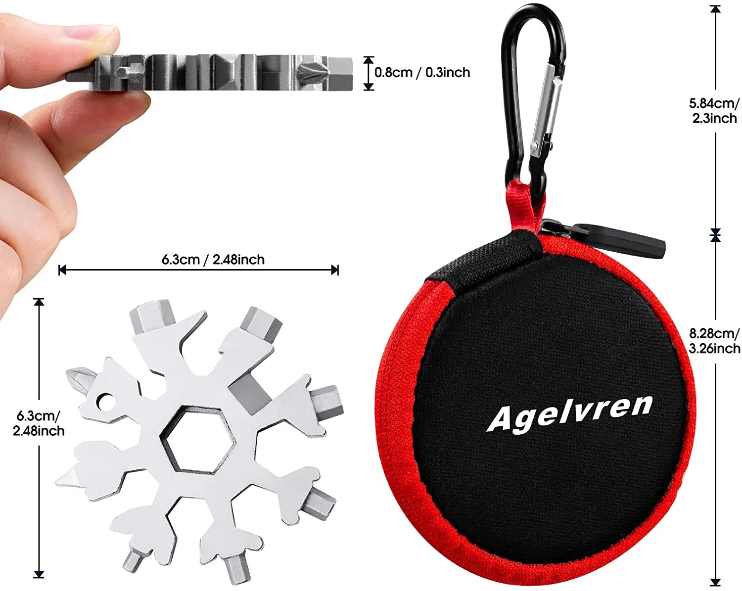 Gifts for Men/Dad 18-In-1 Snowflake Multi Tool Snowflake Tool Stainless Steel Multitool for Men Women Outdoor Travel Camping Adventure Tools (Silver)
