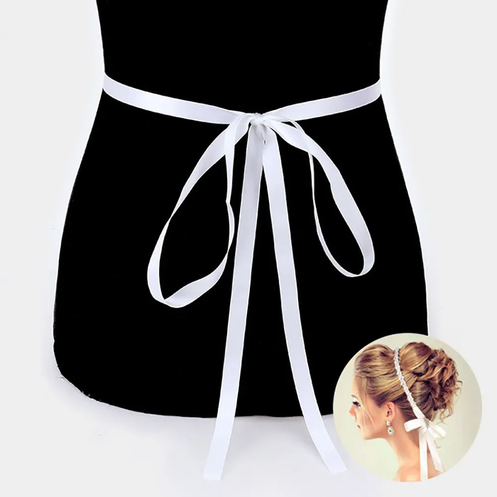 iLLASPARKZ Marquise Stone Accented Sash Ribbon Bridal Wedding Belt / Headband