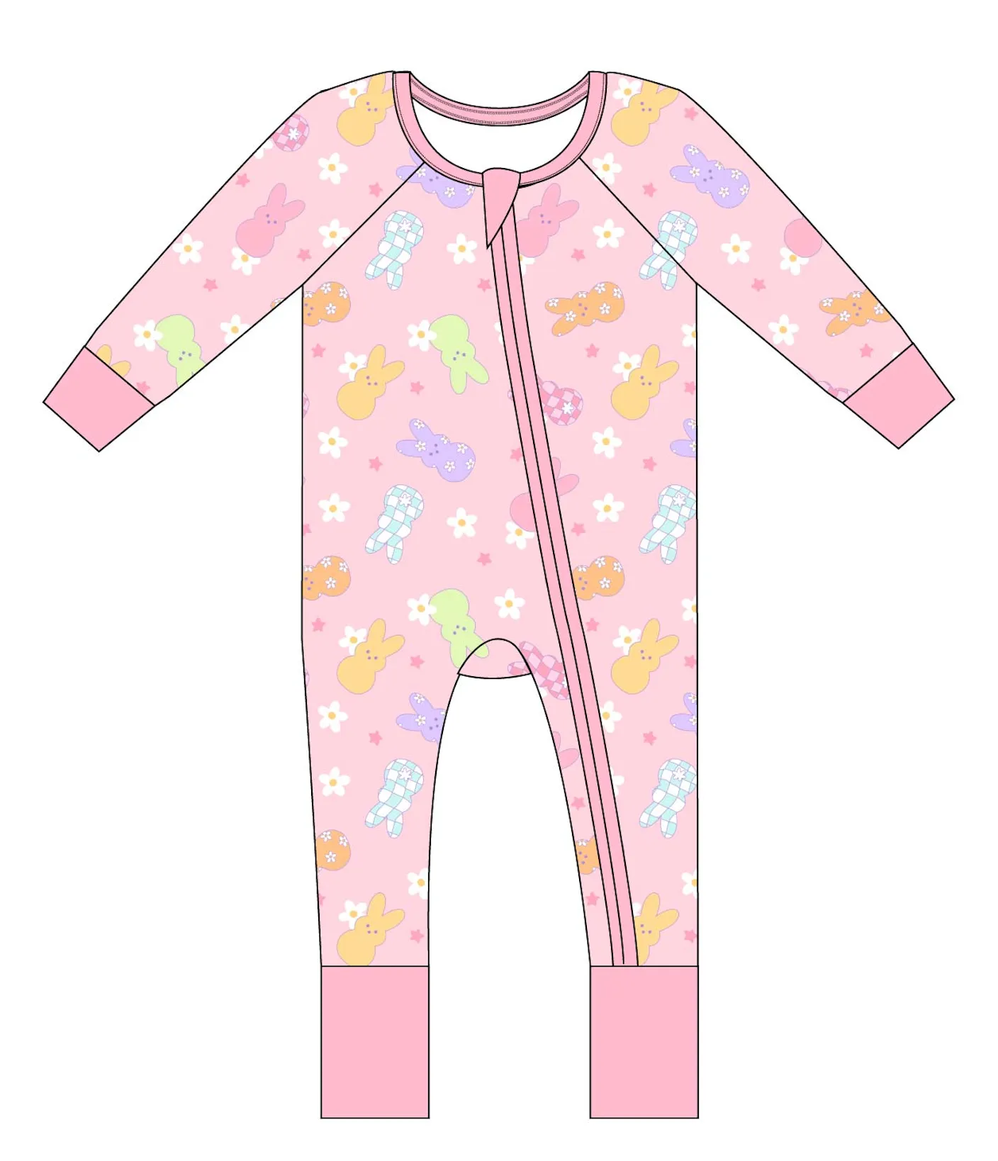 Kiki   Lulu - Girl Peeps Convertible Footie- Ribbed