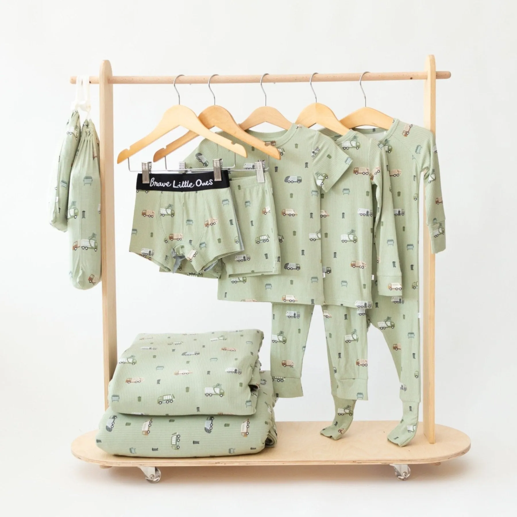 Trash Trucks Small Ribbed Zip Romper